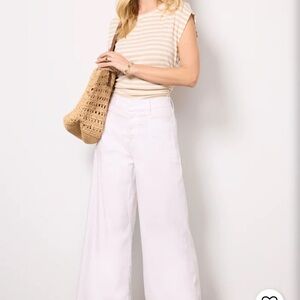 Evereve  Joelle stretch linen cropped wide leg pants